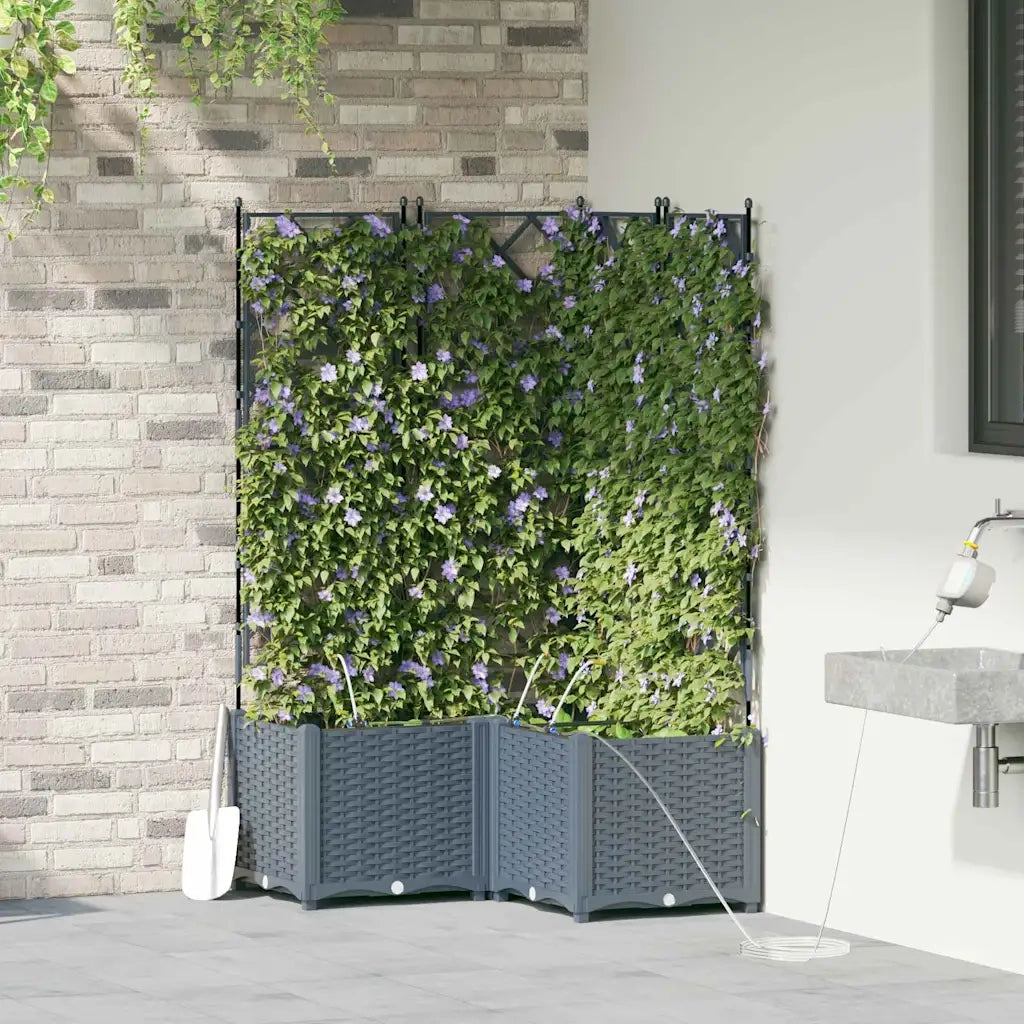 Fioriere | Cassetta per fiori | Vaso da giardino 3 pz Grigio Chiaro 80 x 80 x 142 cm Plastica