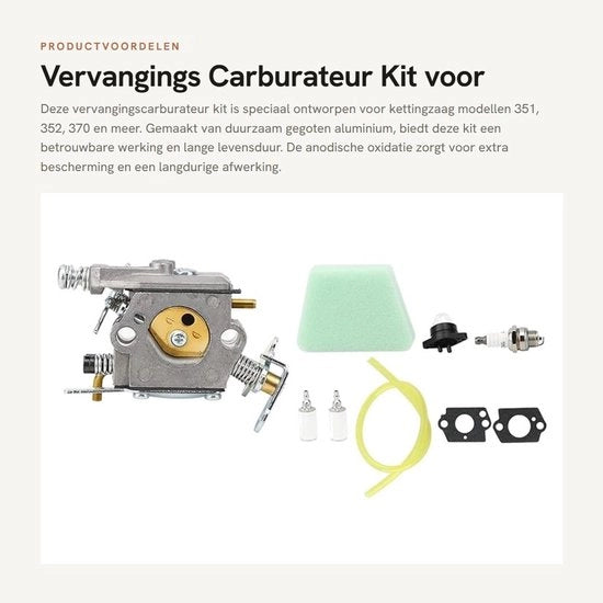 Set di carburatori adatta perfettamente - Kit di ricambio carburatore - Filtro dell'aria - Guaina del carburante - Filtro dell'aria - Materiale di alta qualità
