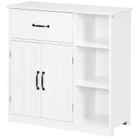kleankin Mobile da bagno, armadio da bagno su piedi con doppia porta, cassetto, scomparti aperti, 80x34x81cm, bianco