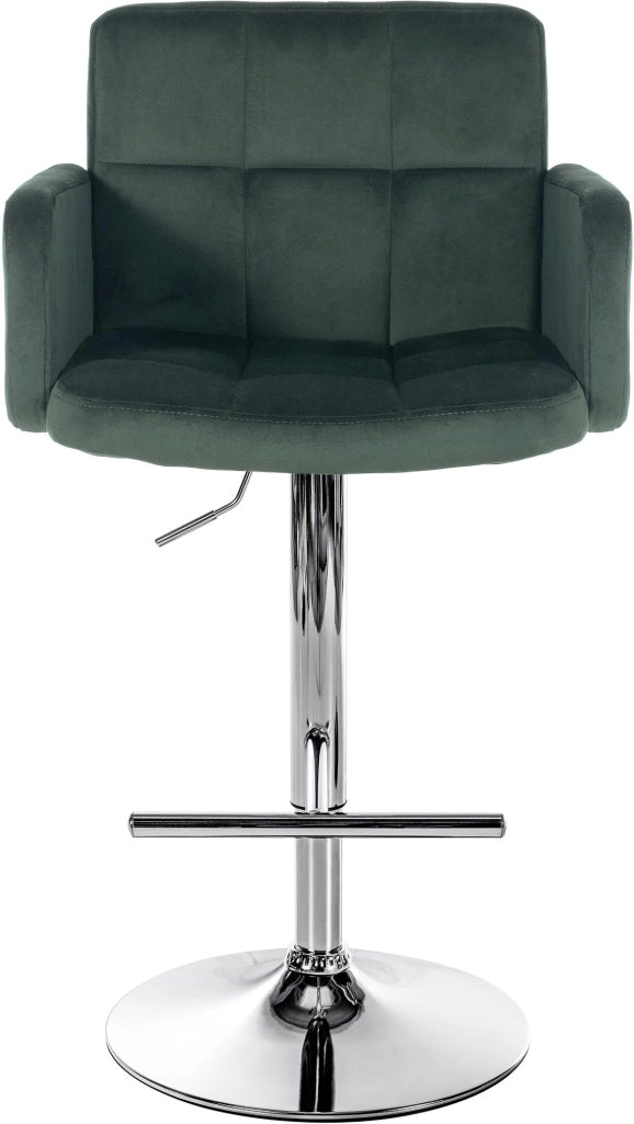 Set di 2 sgabelli da bar Los Angeles in velluto Verde scuro,cromo