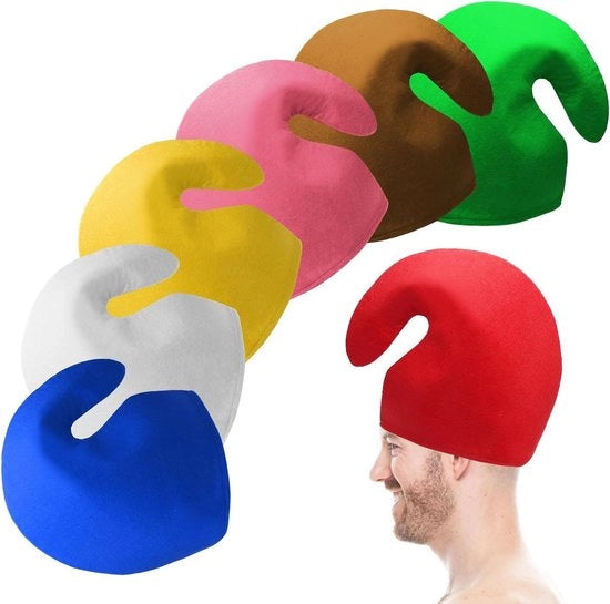 Set di 7 cappelli di gnomi divertenti per carnevale e feste di costume.
