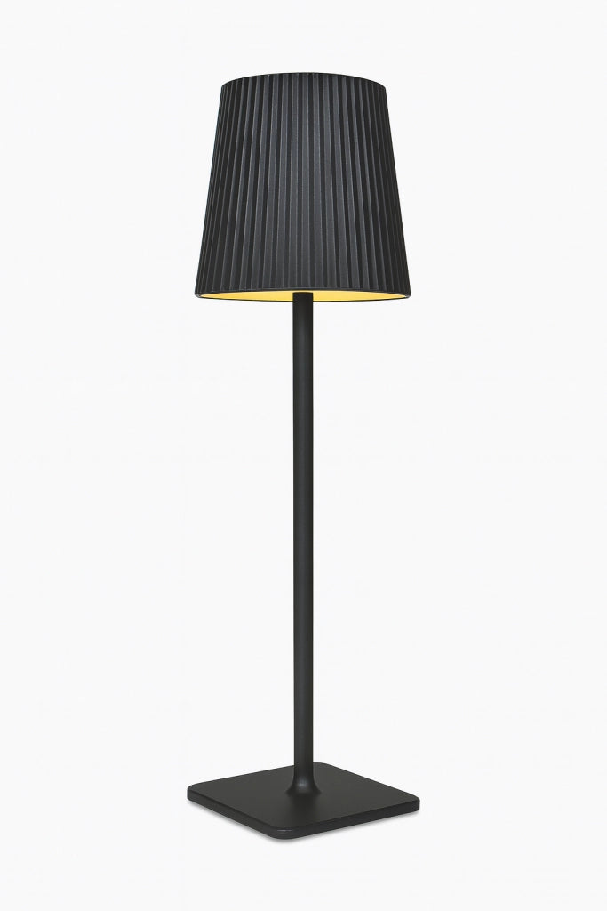 Lampada da tavolo LED nera 5W ricaricabile con pannello solare e cavo USB, 40 cm, luce calda/fredda/naturale, sensore crepuscolare, batteria 2000mAh