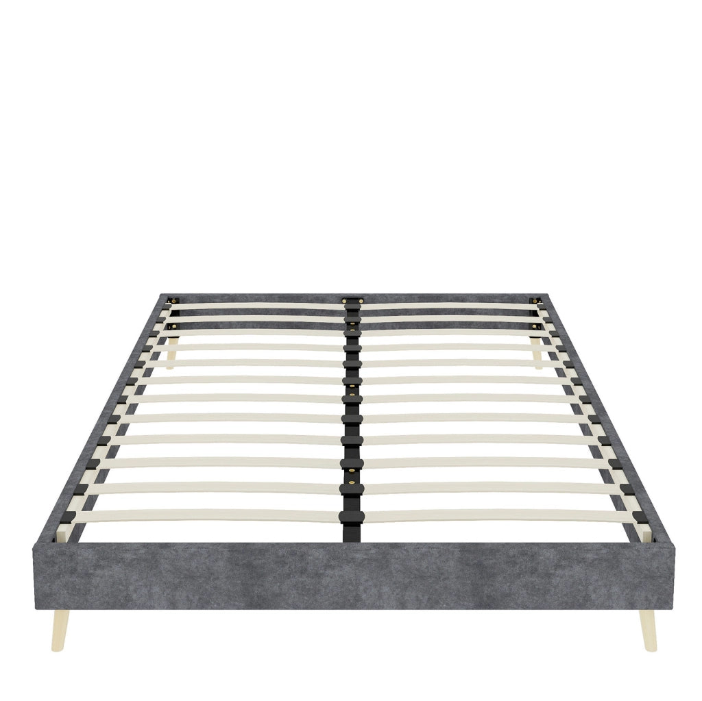Letto LED 140 x 200 cm in velluto olandese grigio con schienale regolabile