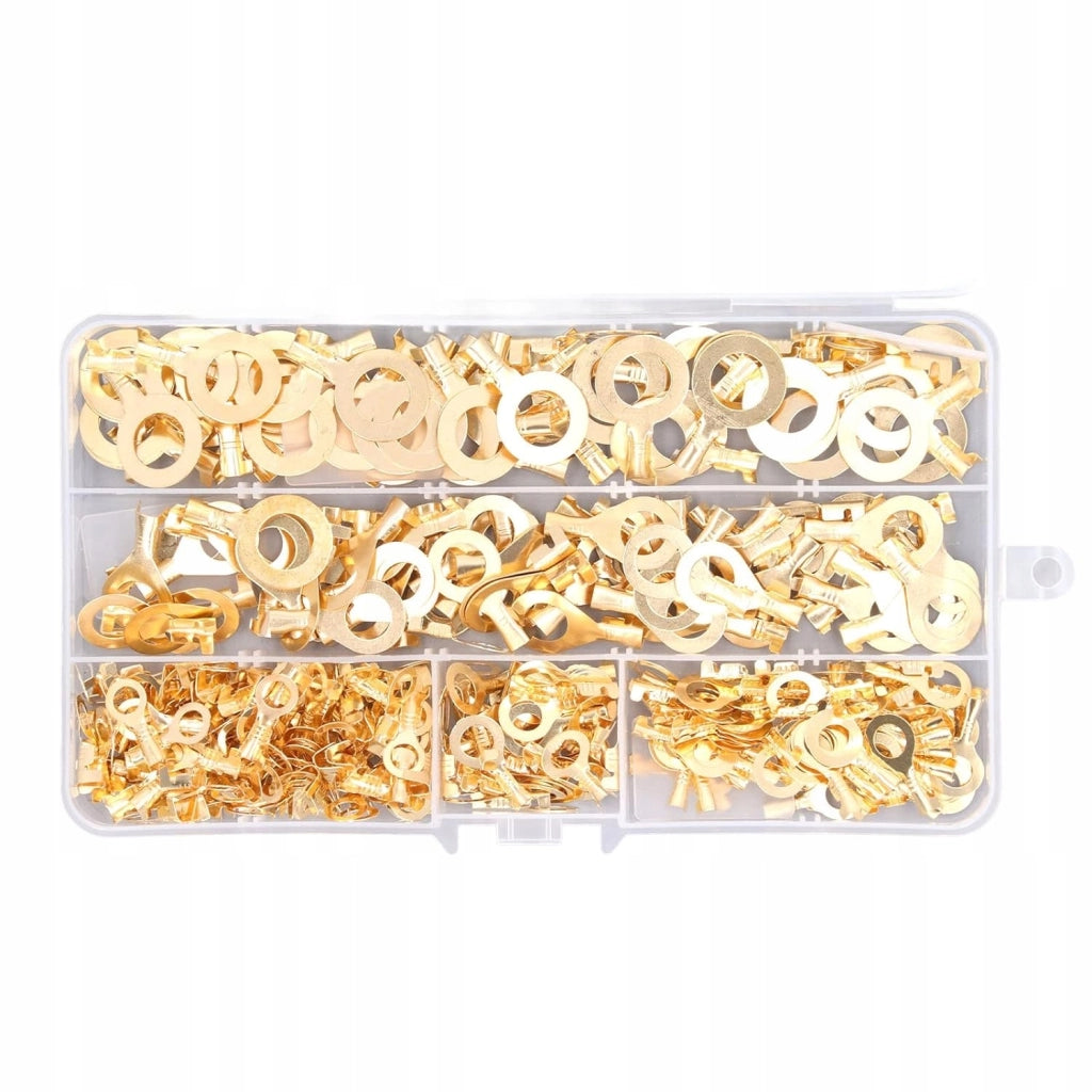 Set di Connettori ad Anello M6-M10 – Ottone di Alta Qualità | 300 Pezzi, Alta Conduttività, Resistenza all'Ossidazione