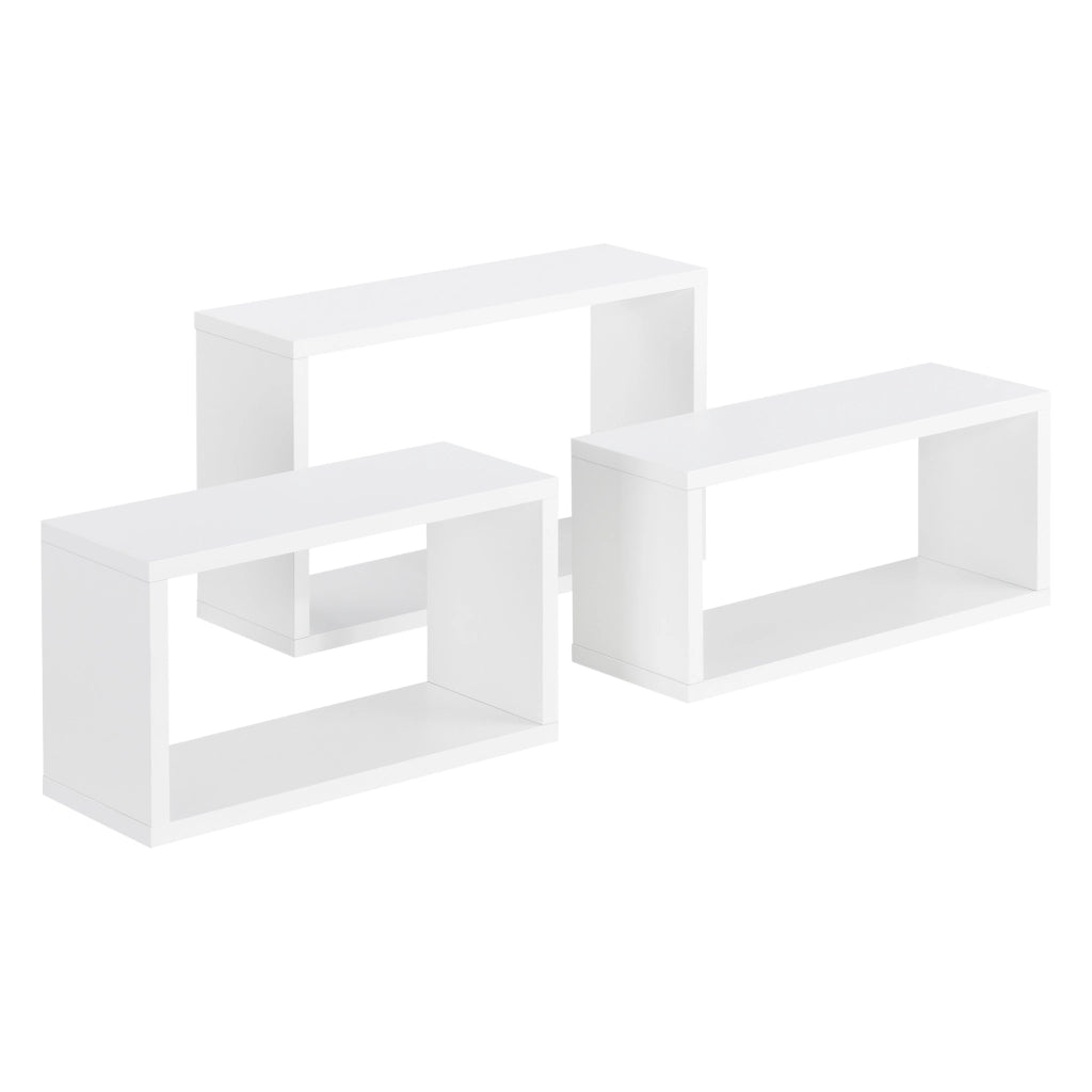 Set di 3 Mensole Rettangolari Mandal da Parete - Bianco [en.casa]