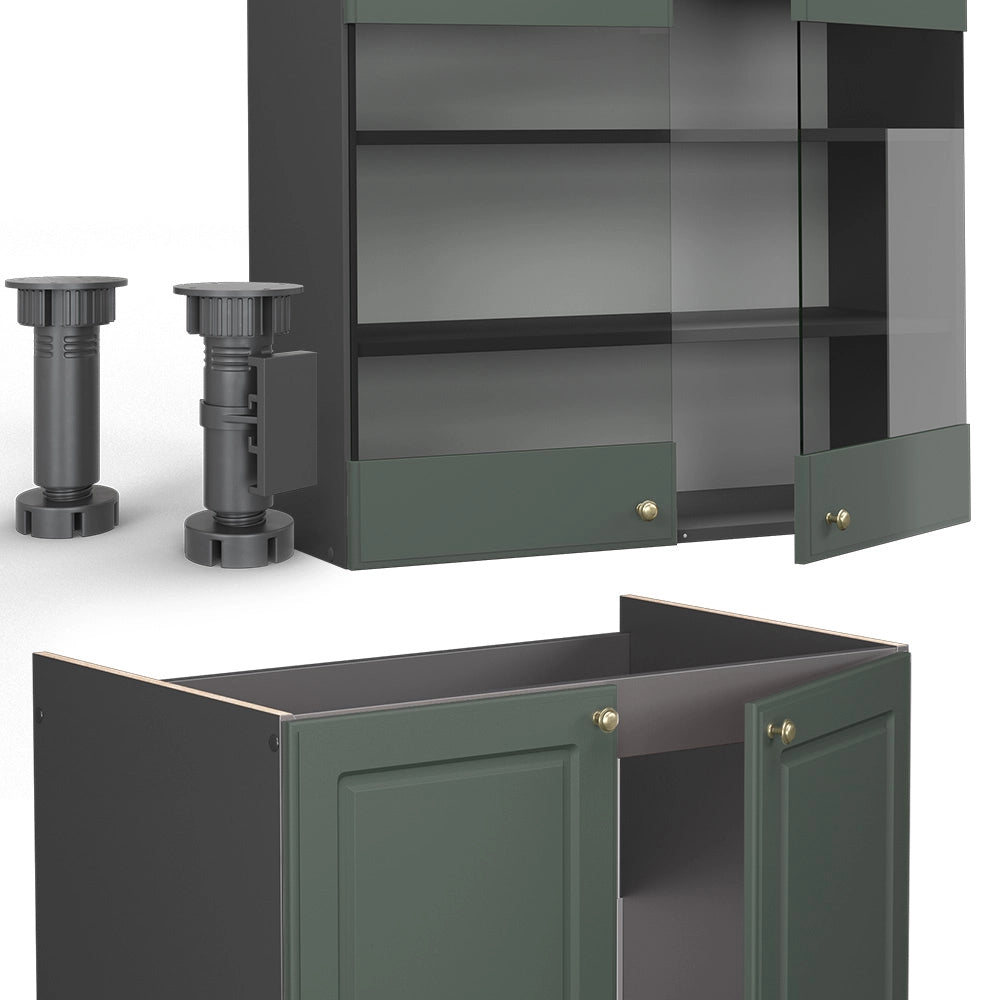 Cucina componibile Fame-Line Verde-oro rustico/Antracite 235 cm, PL Antracite Vicco