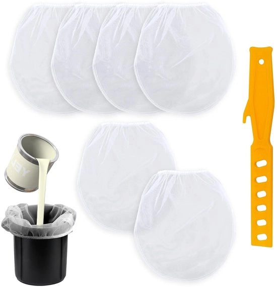 Filtro per Pittura in Sacchetto - 6 Pezzi - Ideale per Dipingere e Idroponica - Bianco - Setola Pitturante Fine - Adatto per Giardinaggio - 5 Galloni