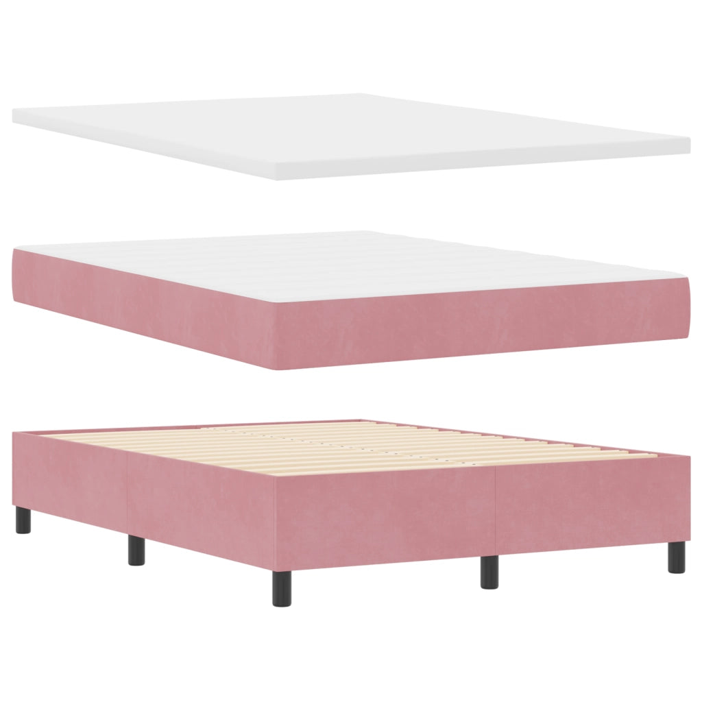 Letto Box Spring con Materasso e LED Rosa 140x190 cm Velluto