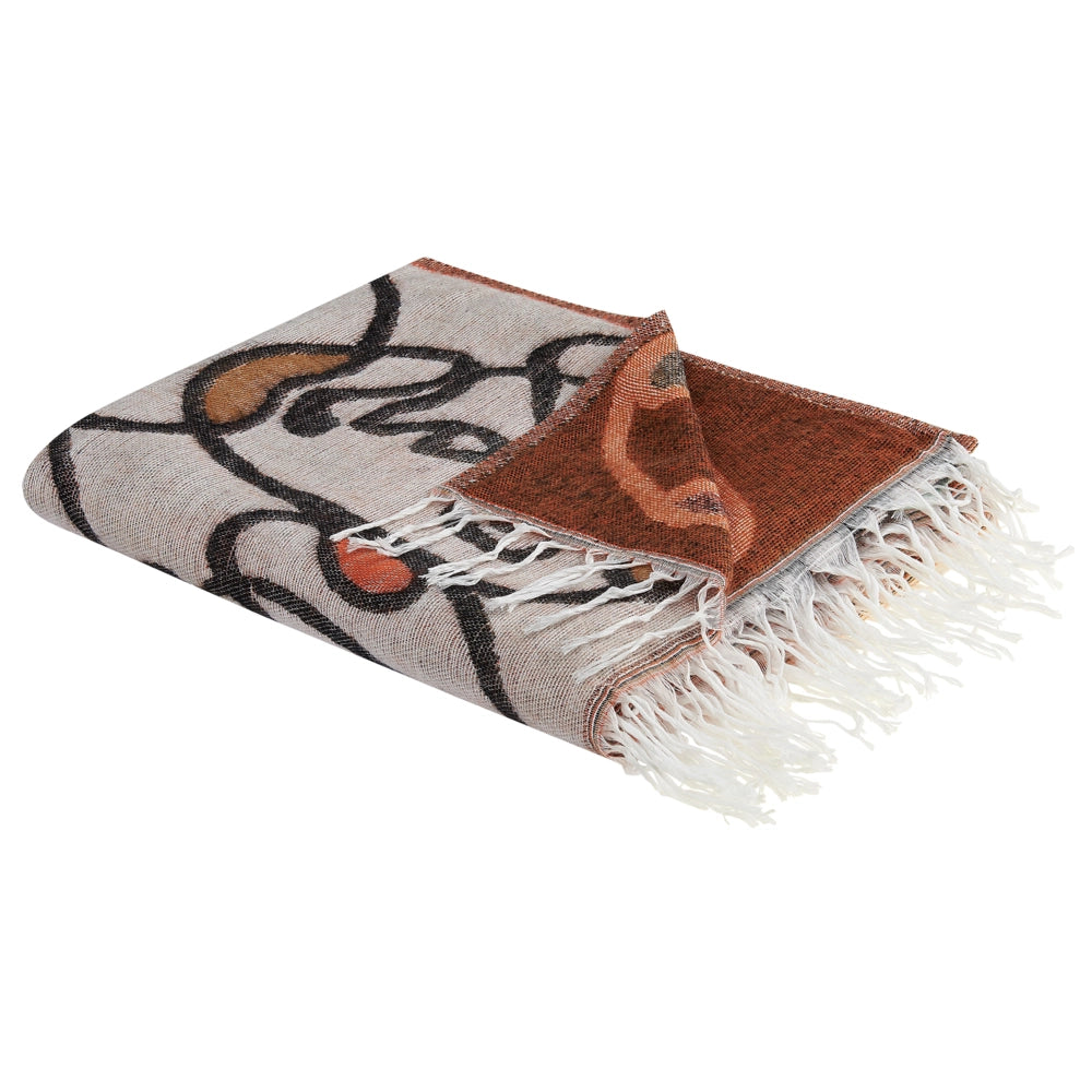 Coperta in acrilico e poliestere multicolore 130 x 170 con nappe boho soggiorno camera da letto