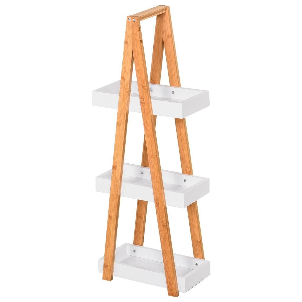 Etagere da Bagno in Bamb¨´ e Legno con 3 Cestini ¨C Zephmum ¨C 30x18x81 cm Bianco