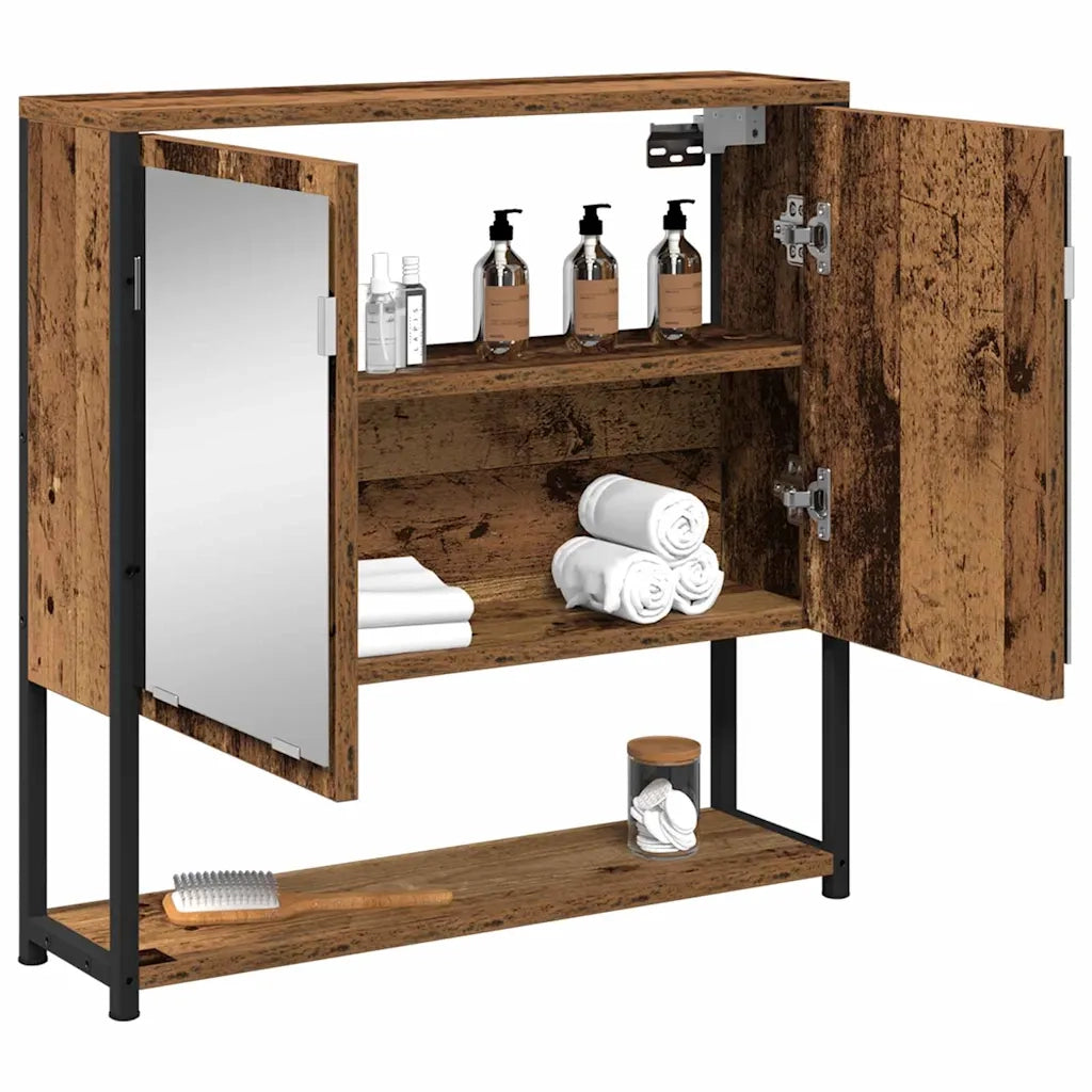 Mobiletto per specchio con porta Legno vecchio 60 x 16 x 60 cm 862223