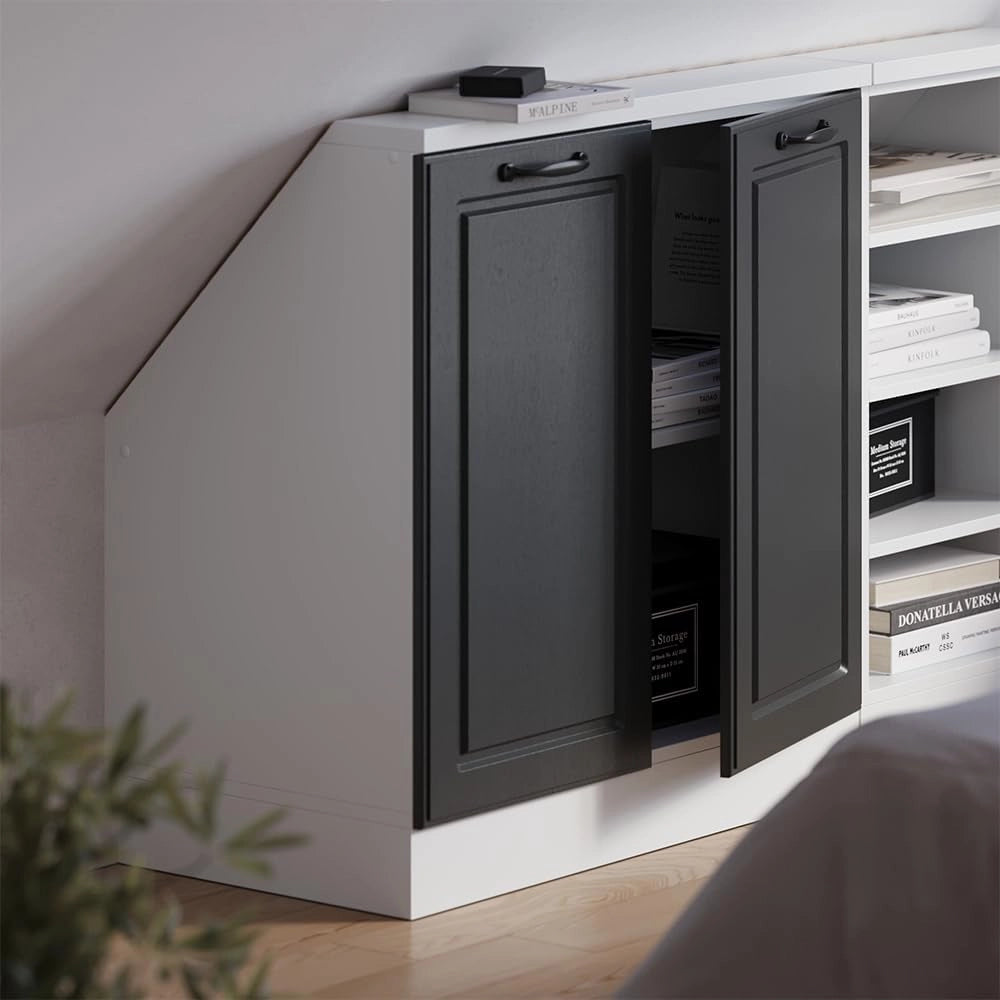 Mobile sottotetto Rion, Antracite casa di campagna/bianco, con 2 porte