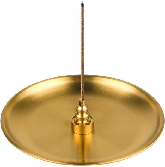Brander 3 in 1 per Incenso - Contenitore per Incenso - Fusto in Ottone - Piatto di Accumulo - Adatto per Stuzzicadenti di Incenso/Perfume/Spazzole - Materiale Sostenibile