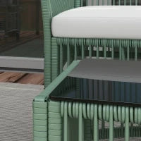 Set da Giardino in Rattan da 4 Pezzi con 2 Poltroncine, Divano e Tavolino da Caffè, Verde
