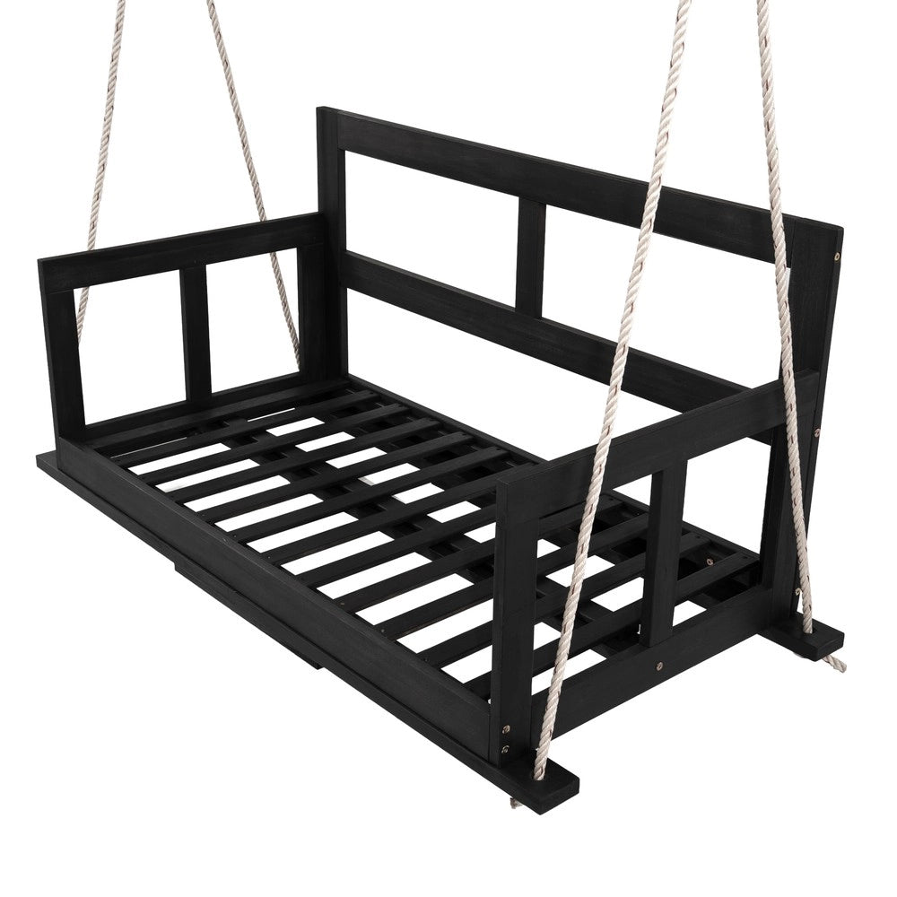 Dondolo da Giardino Doppio con Cuscini ¨C Xylo ¨C Legno Acacia, Nero/Beige