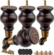 Piedi di tavolo in legno di noce - 15 cm - 4 pezzi - massa legno - forma a gabbia rotonda - lavorati a mano - DIY - sostituzione - piedi di tavolo - divano - ottomana - cassone