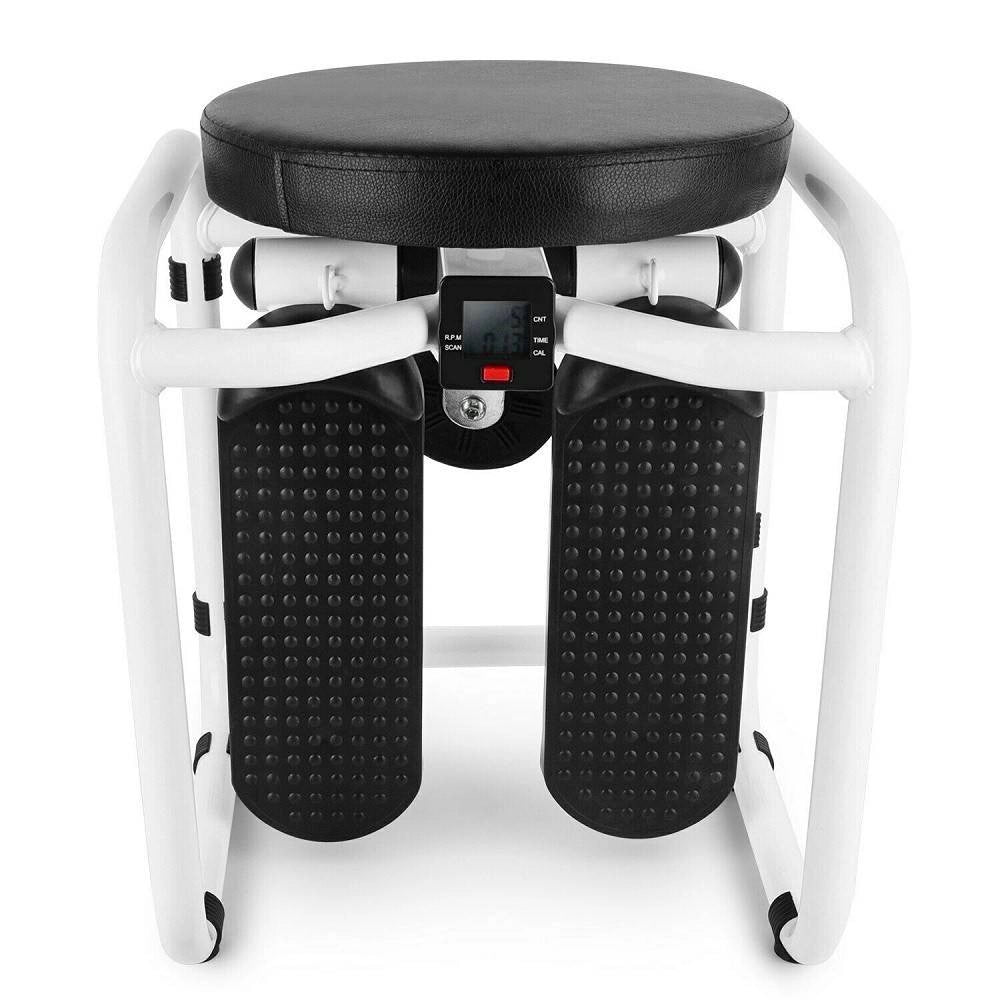 Trade Shop - Mini Stepper Multifunzione Con Bande Elastici Di Resistenza Seduta Fitness Casa -