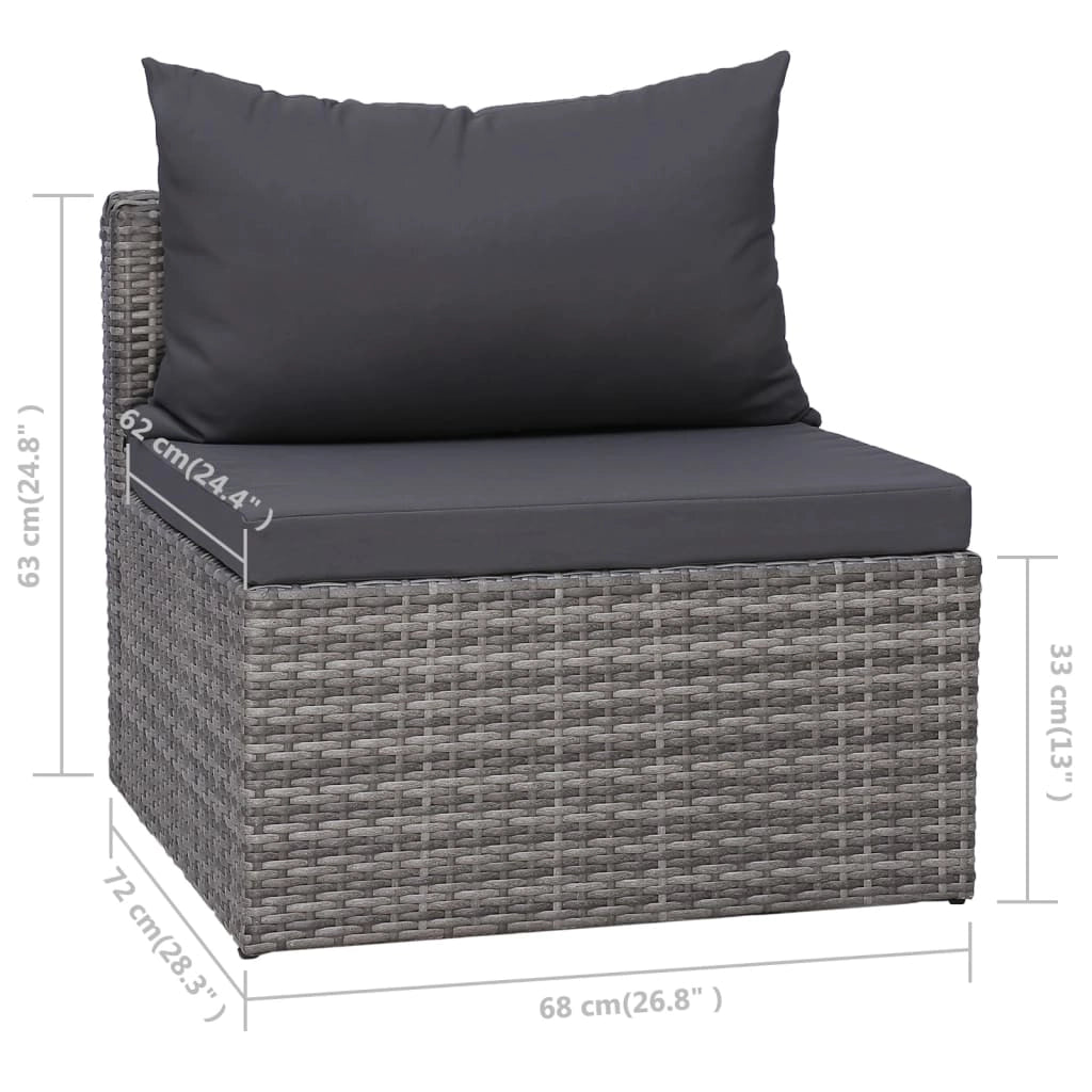 Set di mobili da giardino mobili da esterno 8 pezzi con cuscini resina intrecciata grigia 02_0017684