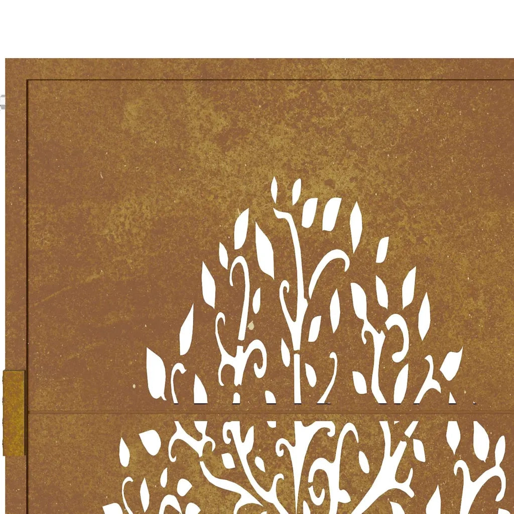Cancello da giardino 100x75 cm in acciaio Corten con design ad albero 153160