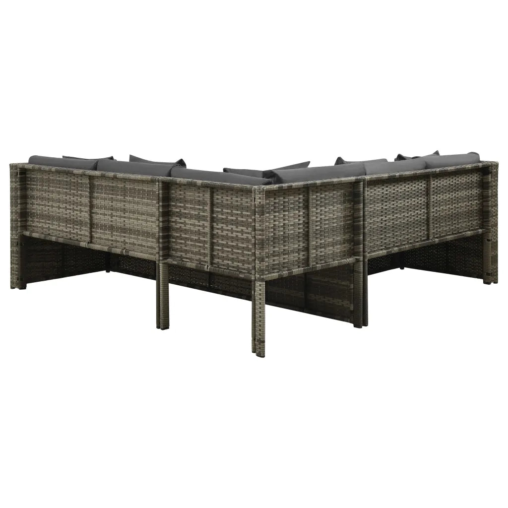 Set Divani da Giardino 4 pz con Cuscini in Polyrattan Grigio cod mxl 37767