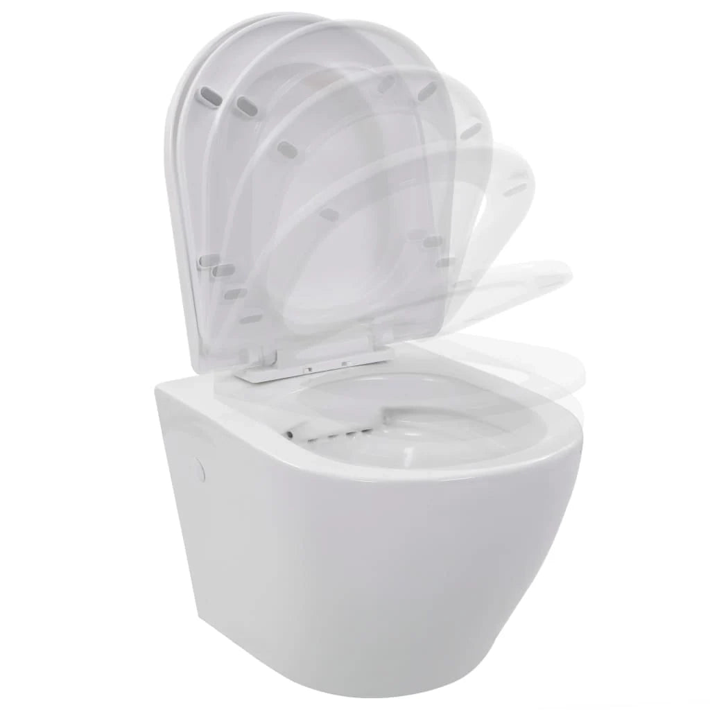 WC sospeso senza brida sedile WC vaso WC bagno casa interno ceramica resistente bianco 02_0003587