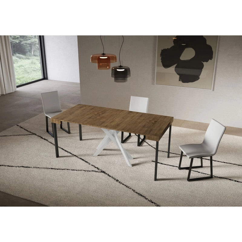 Consolle allungabile 90x40/196 cm Saki Small telaio Bianche - Noce