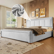 Letto imbottito grigio 180x200 cm in velluto francese con 2 cassetti