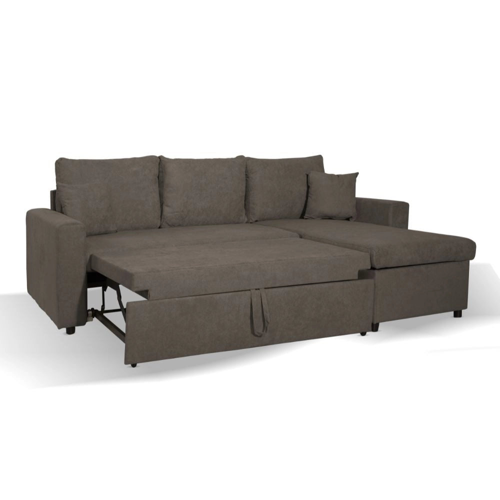 Divano con penisola reversibile funzione letto Golf tessuto khaki Enjoy09 225x148x91H