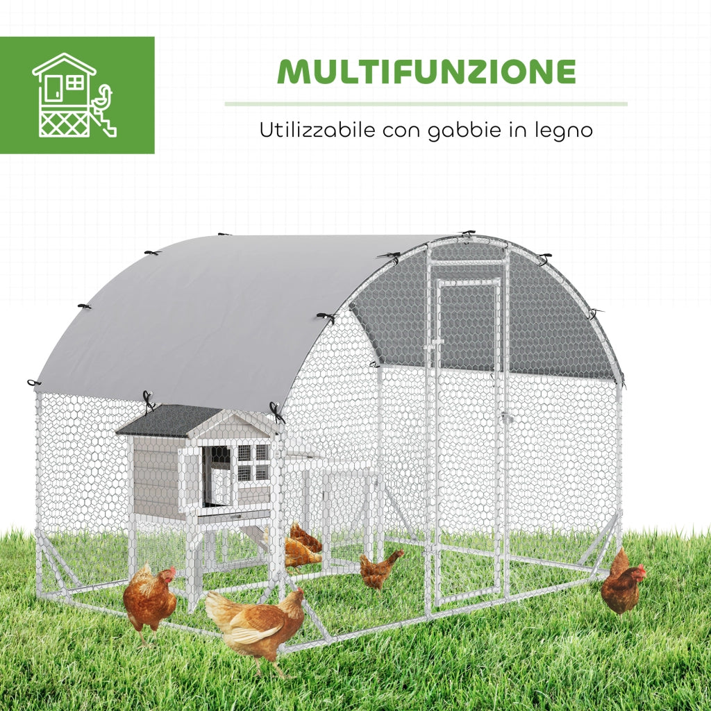 Recinto per Galline in Metallo Galvanizzato ¨C Zephmum ¨C Argento 280x190x197 cm