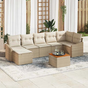 Set Divano da Giardino 8 pcs Beige e Crema polyrattan