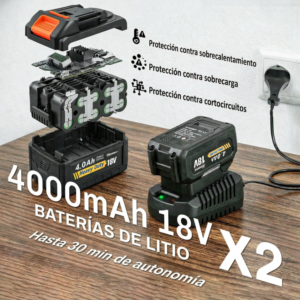 Soffiatore Foglie Senza Filo 36V ¨C Zephmum ¨C Grigio Chiaro con 2 Batterie 4.0Ah e Caricatore