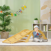 Set da arrampicata 4 in 1 per bambini, arco con cuscino e rampa, legno naturale