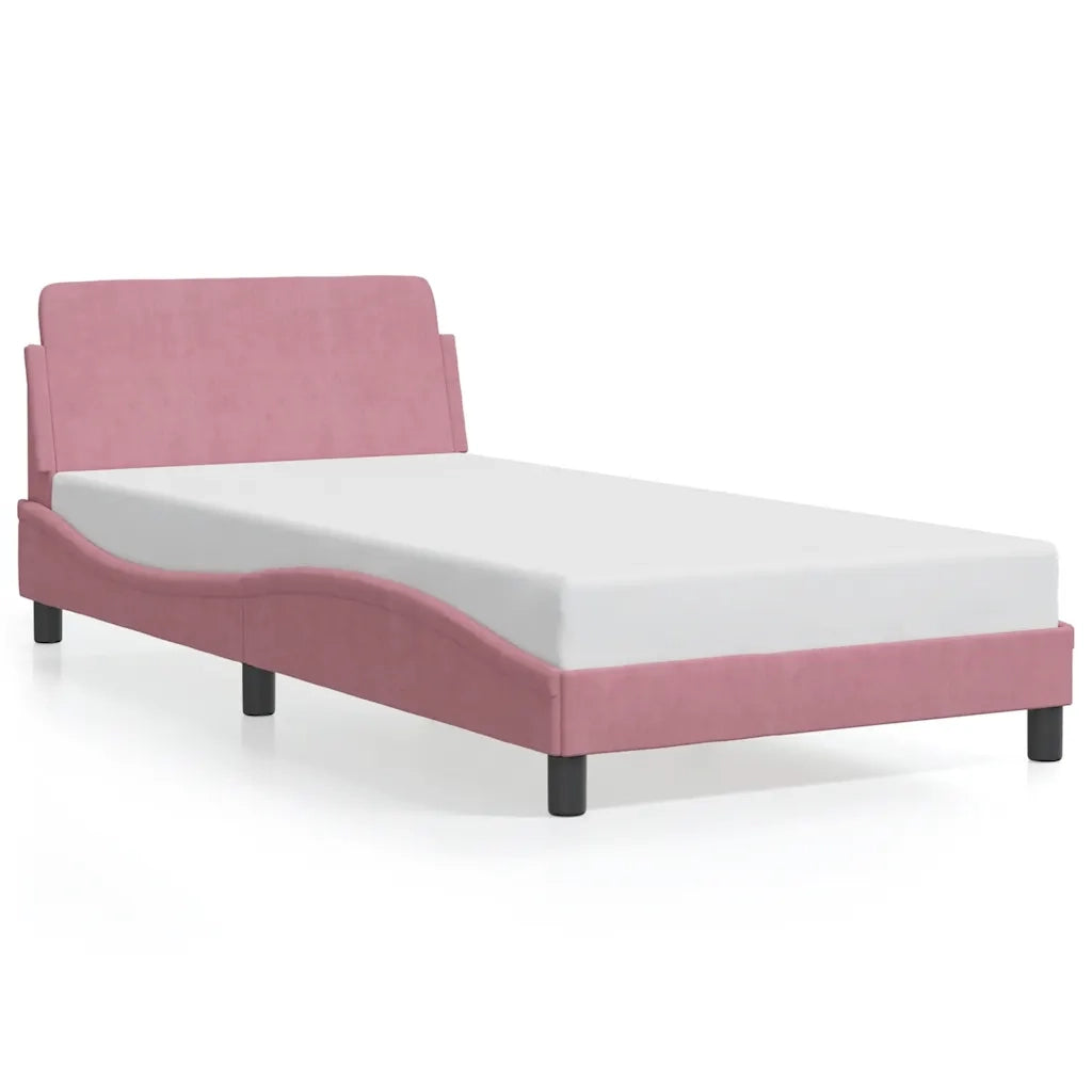 Giroletto con Testiera-Struttura Letto con testiera Dover Rosa 100x200 cm Velluto
