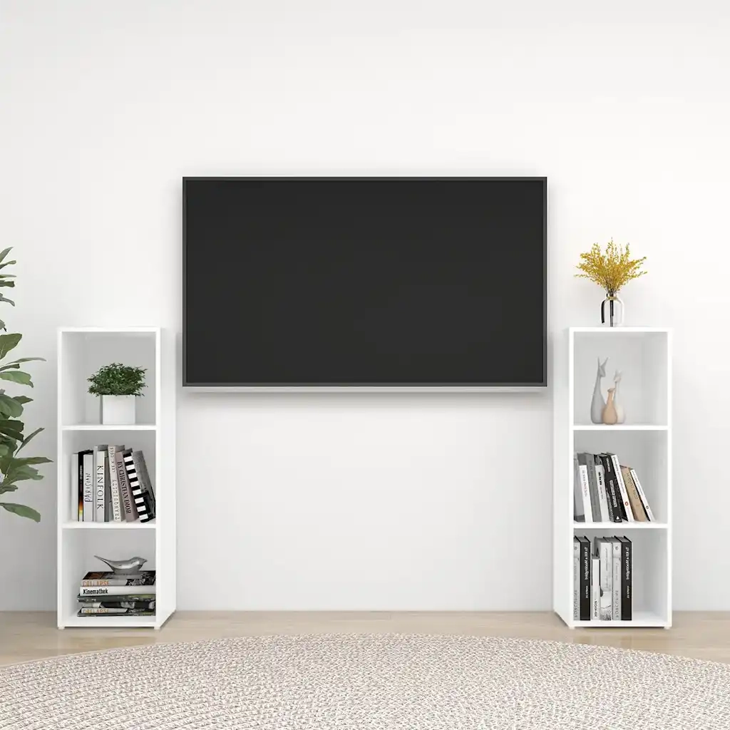 Mobili TV 2 pz Bianchi 107x35x37 cm in Truciolato cod mxl 17582