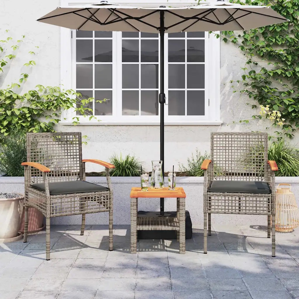 Sedie da Giardino con Cuscini 2 pz | Sedie da Esterno Grigie in Polyrattan e Acacia
