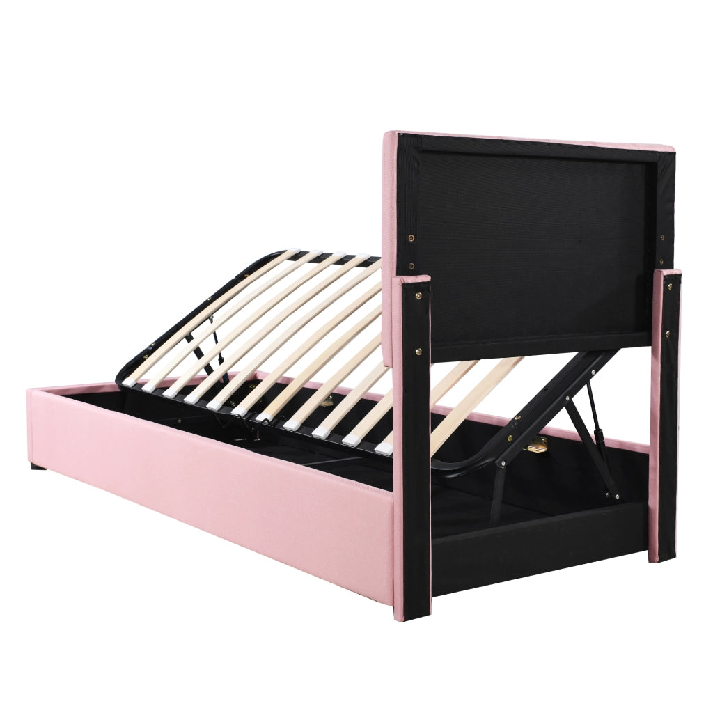 letto imbottito lino rosa 90 x 200 cm