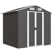 Capanno Box da Giardino 195,5x158,5x188 cm con 2 Porte Scorrevoli in Acciaio Nero