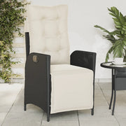 vidaXL Sedia Reclinabile da Giardino con Poggiapiedi Nera Polyrattan