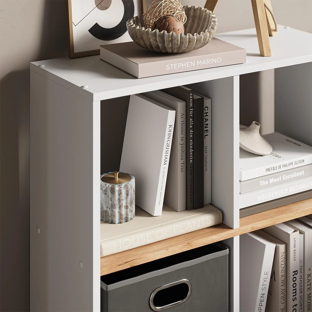 Scaffale Tetra, Rovere bianco/dorato, 72 x 72.6 cm, per la conservazione e l’esposizione di libri o scatole decorative
