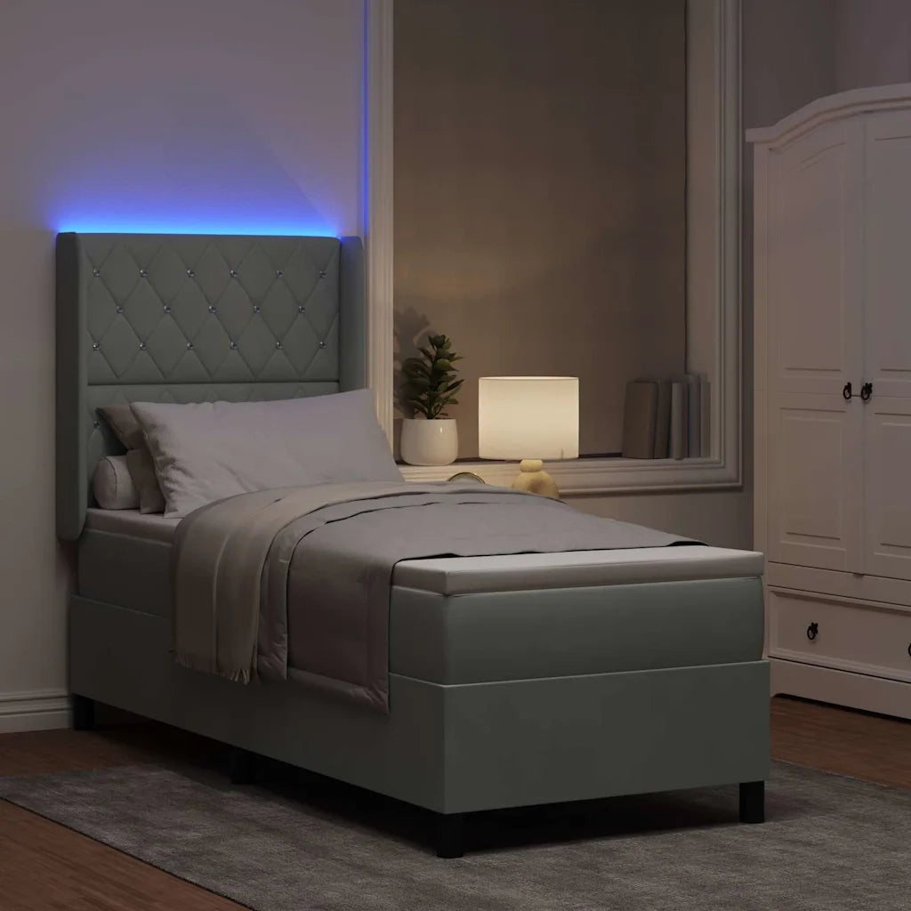 Letto a molle con materasso Grigio chiaro 80 x 200 cm Velluto 3343784