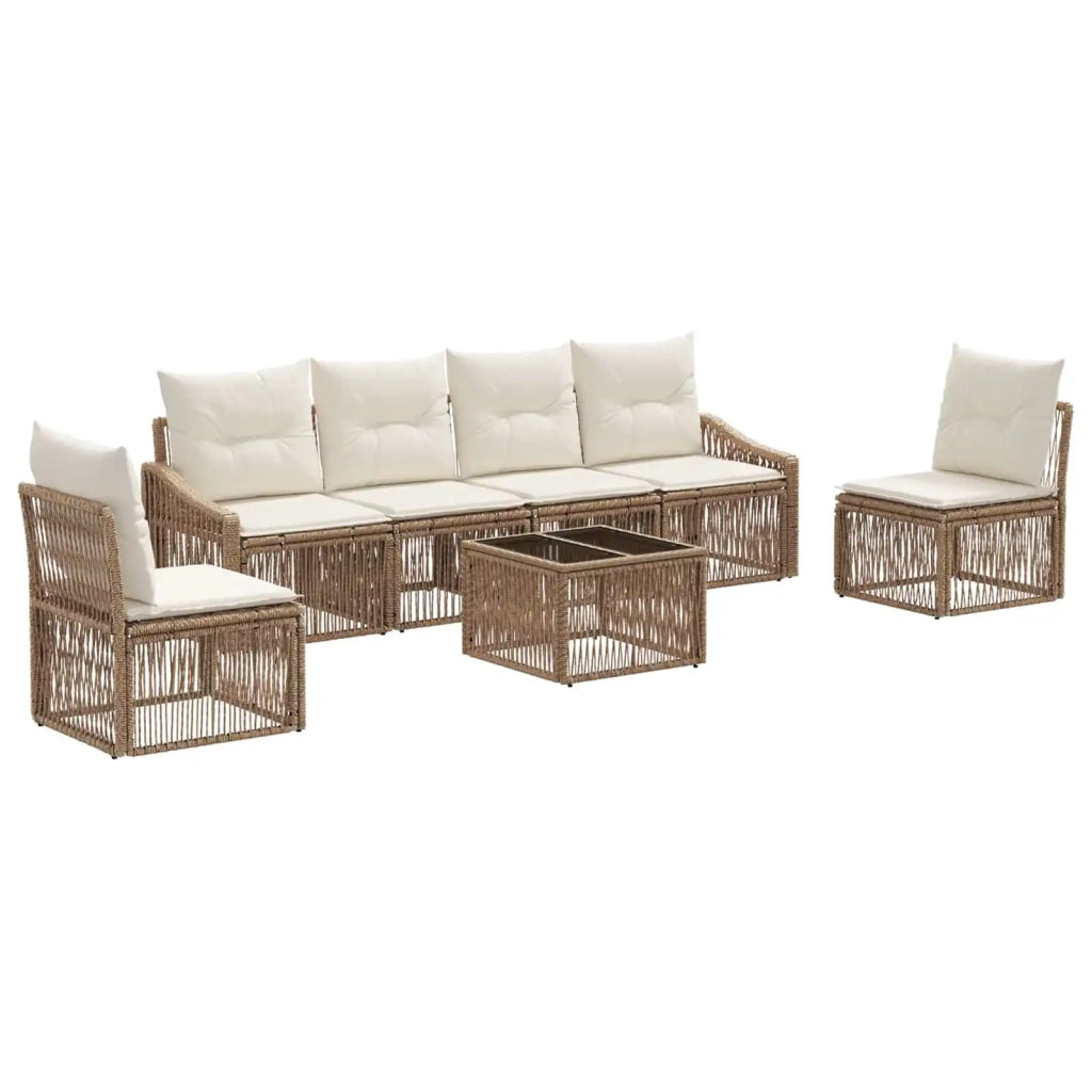 Set Divano da Giardino 7 pcs Beige polyrattan