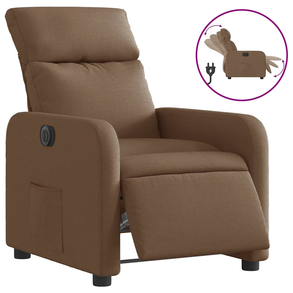 Poltrona Elettrica Reclinabile-Divano Sedia Marrone in Tessuto 414936