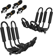 4 Pezzi Supporto da Portapacchi per Auto Porta Kayak per Tetto dell'Auto a Forma U con 4 Cinghie Incluse