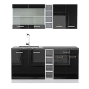 Vicco Cucina completa Nero lucido/bianco 160 cm , PL Antracite