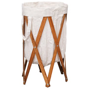 Cesto della Biancheria Pieghevole Crema Legno e Tessuto cod mxl 51931