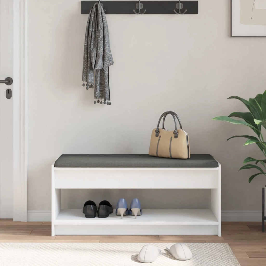 Panca per ingresso con cuscino Bianco 103 x 38 x 45 cm