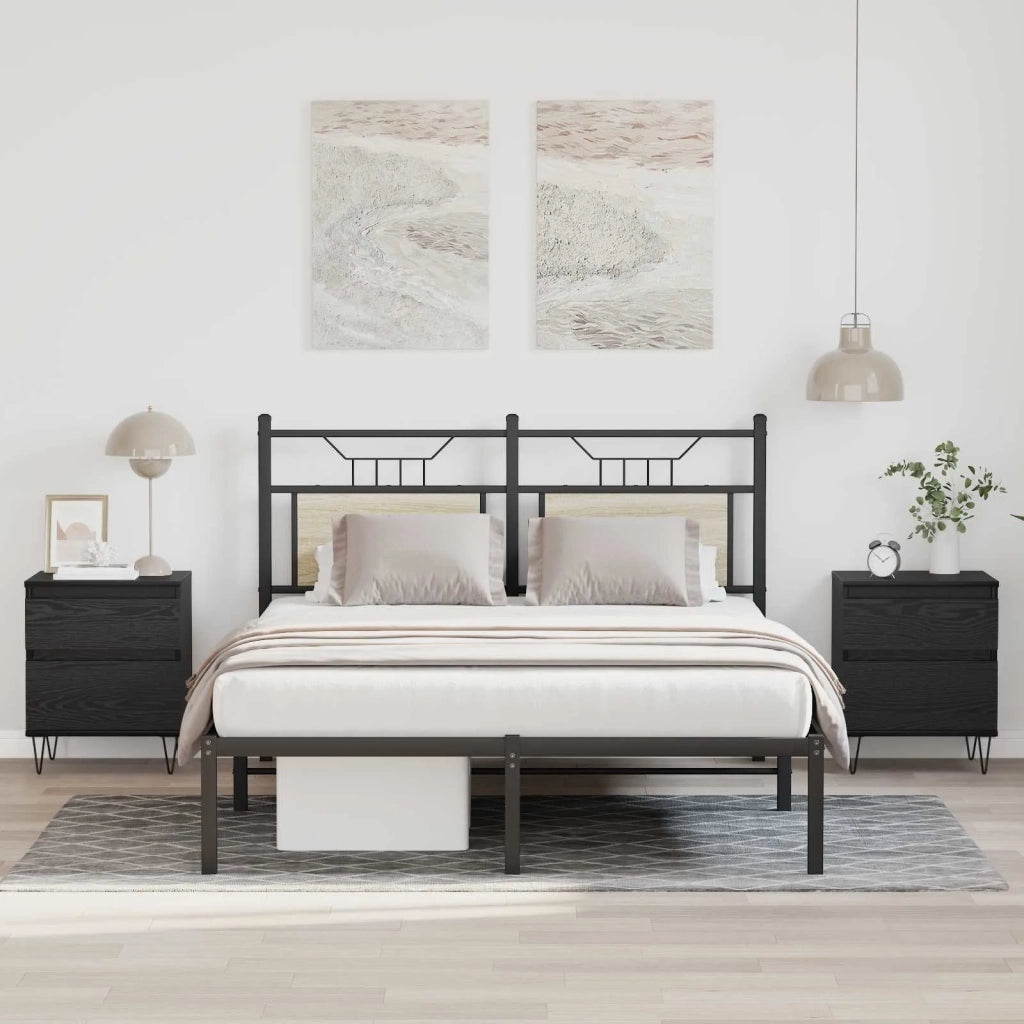Armadietto per letto con cassetto Rovere Nero 40 x 35 x 50 cm