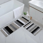 Set di tappeti di bagno antiscivolo a microfibra assorbente 2 pezzi, set di tappeti di bagno morbidi e alti, 40 x 60 cm + 40 x 120 cm, nero/grigio