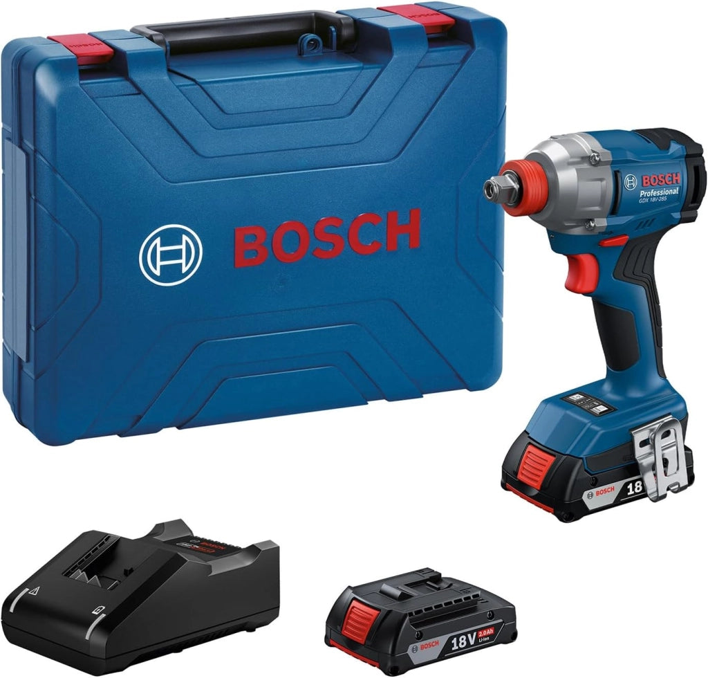 Bosch Professional 18V System Avvitatore a massa battente a batteria GDX 18V-285 (incl. 2 batterie GBA 4.0Ah, caricabatteria GAL 18V-20, L-BOXX)