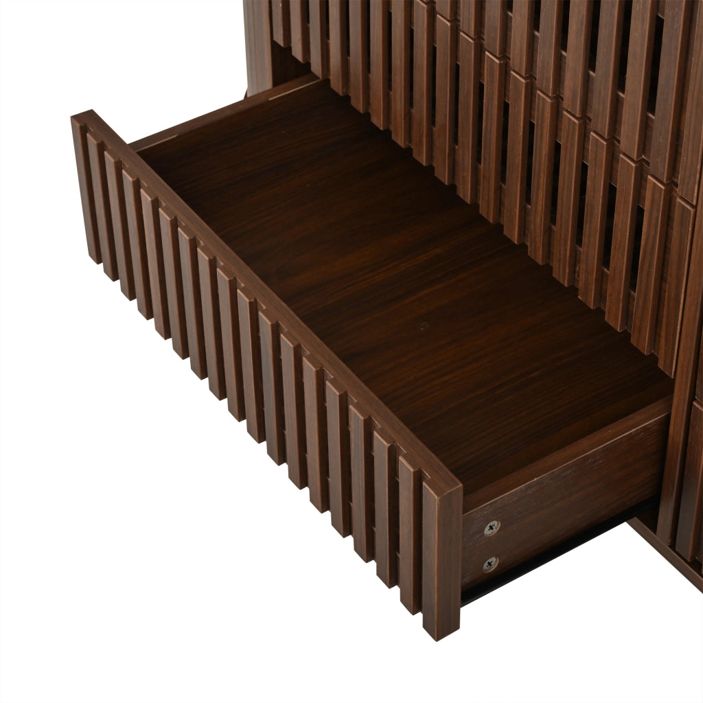 Credenza 160x40x70 cm con 6 cassetti in MDF noce